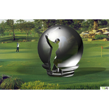 Modern Large Famous Abstract Arts Stainless steel Sphere golf player Sculpture for Outdoor decoration